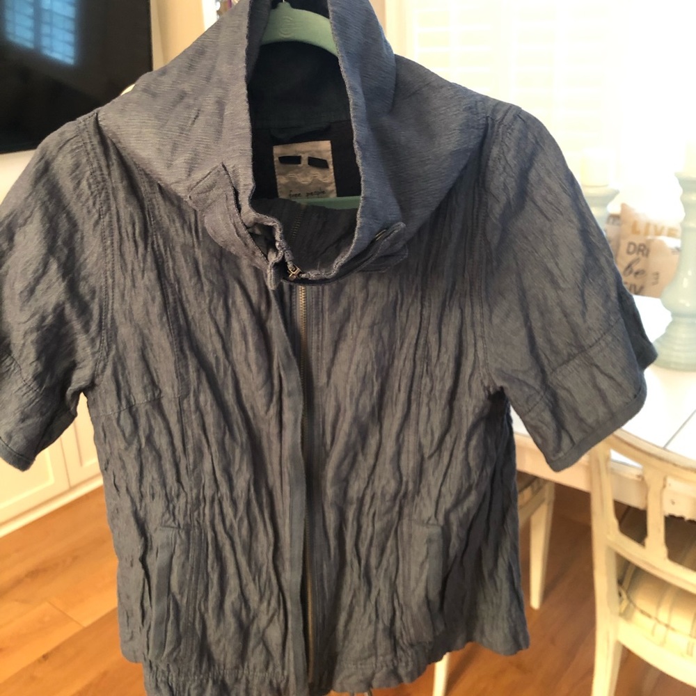 Free People designer short sleeve jean jacket
